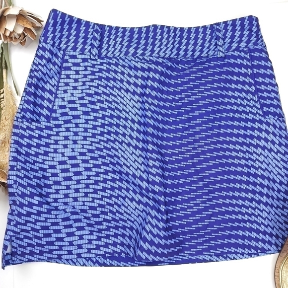 New Adidas Pocketed Blue Patterned Skort Sz 6 - Picture 9 of 12